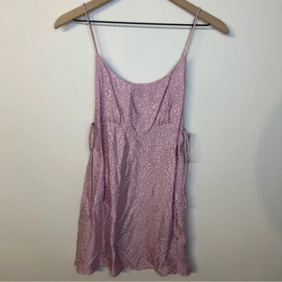 Motel Women’s Purple Leopard Darla Side-Tie Mini Slip Dress, Size XS - Picture 5 of 13